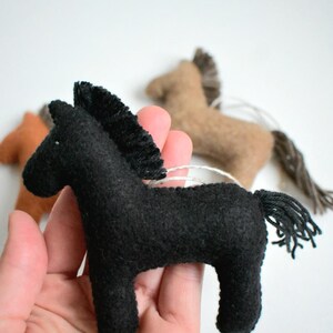 Felt Horse, Handmade Horse Ornament Black