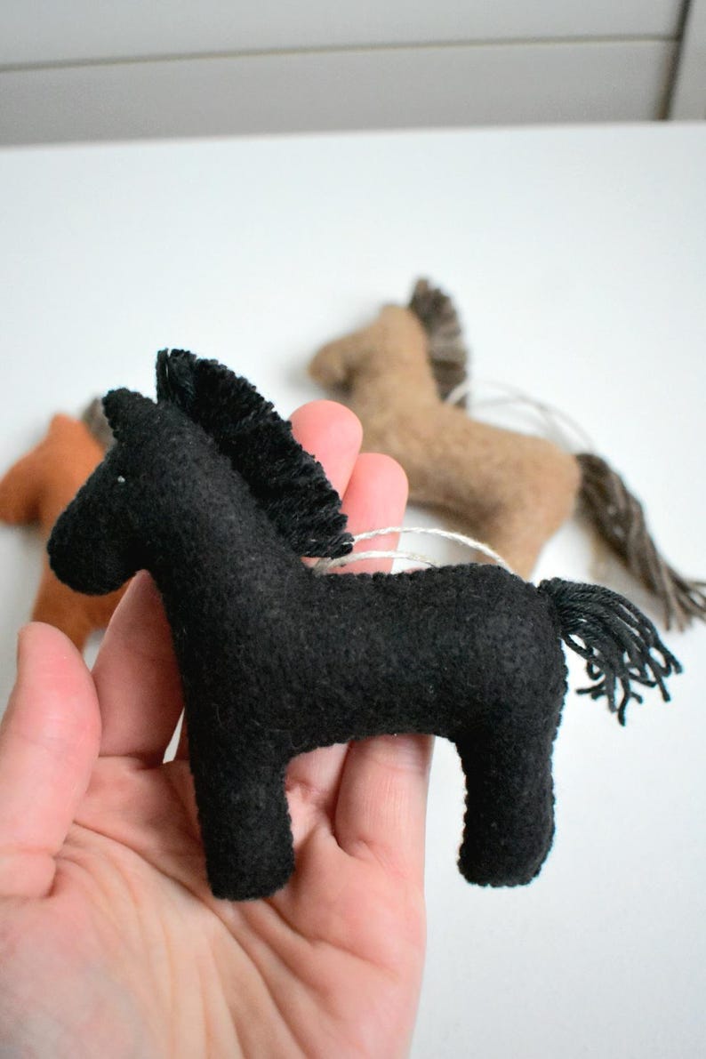 Felt Horse, Handmade Horse Ornament Black