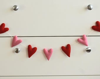 Handmade Heart Garland, Felt Heart Decoration
