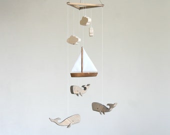 帆船のベビーモビール：手作りの海のベビールーム装飾 - Etsy 日本
