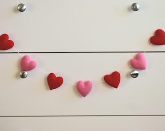 Handmade Heart Garland, Felt Heart Decoration