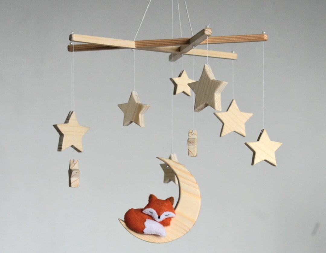 Fox Baby Mobile, Fox Crib Mobile, Sleeping Fox Baby Mobile, Forest Baby Mobile, Wooden Nursery