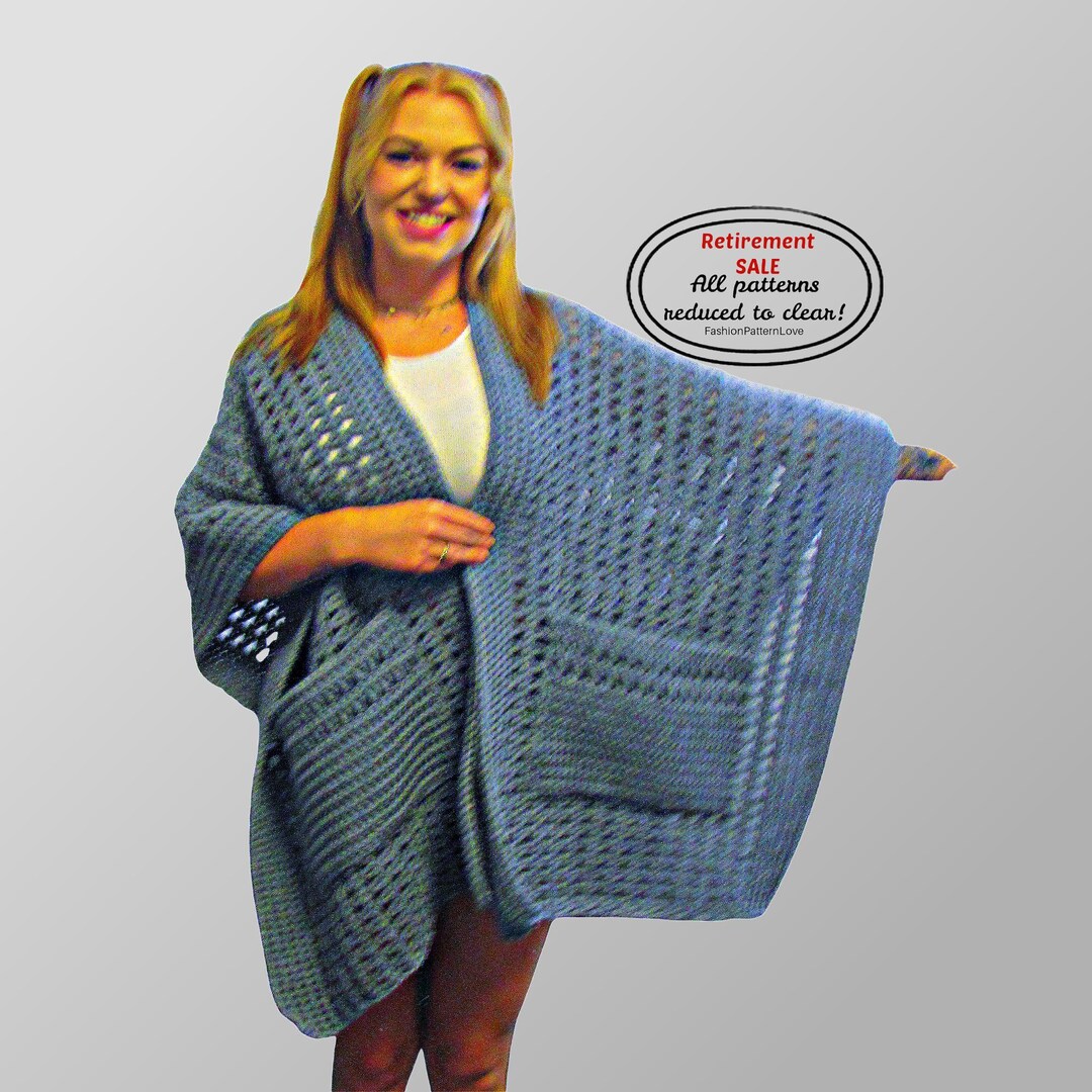 RETIREMENT-SALE*** Crochet Pocket Ruana Pattern PDF – Easy Wrap Shawl ...