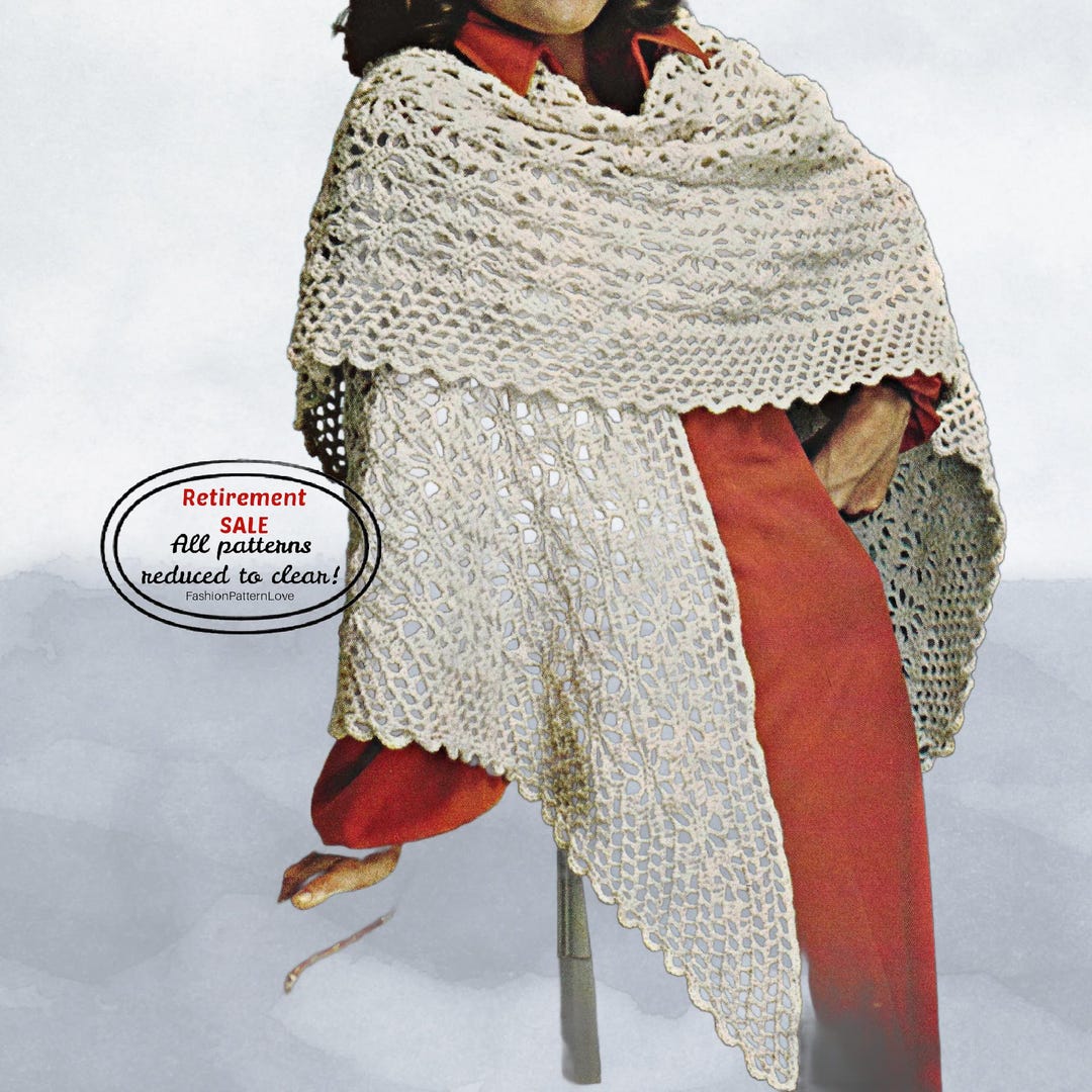 Easy Crochet Shawl Pattern PDF – Boho Lacy Wrap, Vintage Festival Scarf ...