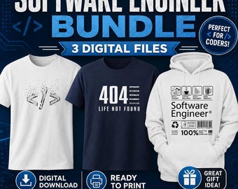 Software Engineer Bundel PNG SVG EPS pdf | Programmeur T-shirtontwerpen | 3 digitale downloads