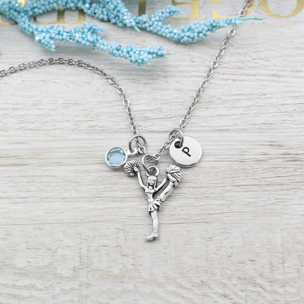 Cheerleader Girl Necklace, Personalized Cheerleader Charm Necklace, Cheerleader Charm Jewelry, Cheerleader Mom Gift, Team Cheerleader Gifts