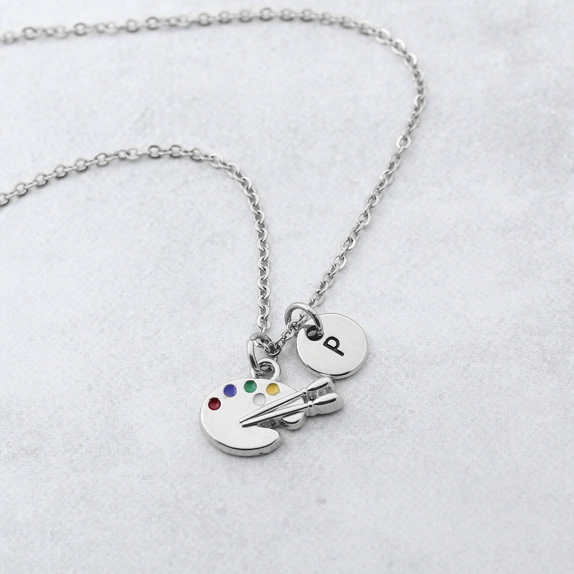 Artist Palette Keychain, Artist Palette Charm Necklace, Personalized