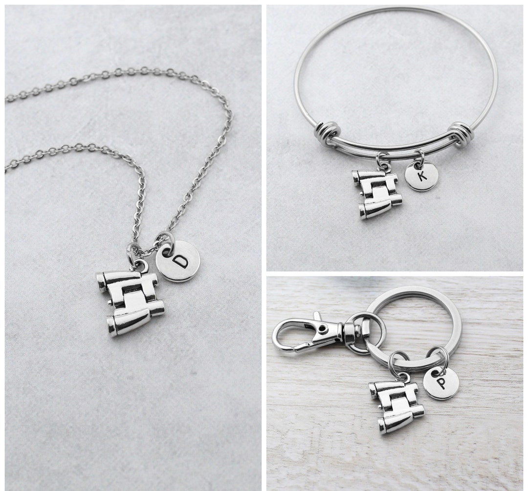 Binoculars Keychain, Telescopes Charm Necklace, Personalized Binoculars
