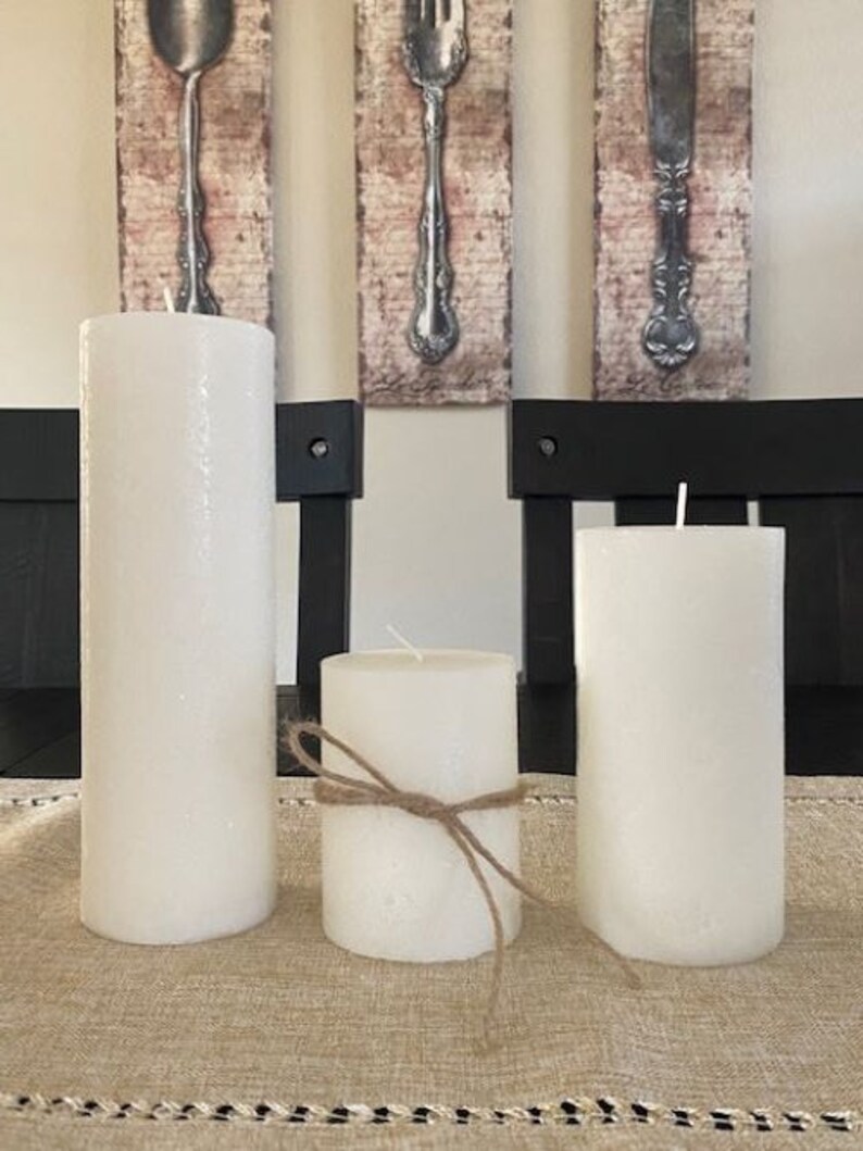 Alora White Paraffin Wax Pillar Candle Set of 3 With Blemished Rustic