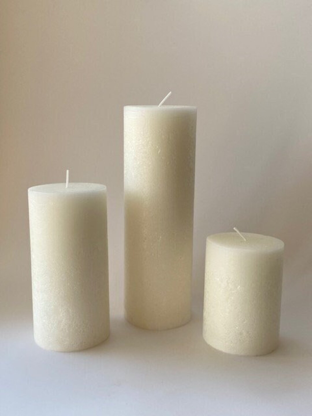 Alora White Paraffin Wax Pillar Candle Set of 3 With Blemished Rustic
