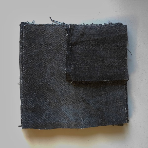 Upcycled black Denim fabric scraps Squares bundle Denim craft patchwork Recycled cotton fabric scraps jean patches, 2.5"/5" mini rag quilts