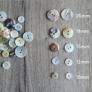 Natural Mother of Pearl 2 Hole buttons White seashell buttons 12mm 15mm 18mm 20mm craft shell buttons Eco friendly button Abalone button