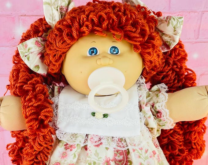 Vintage 1985 Cabbage Patch Kid Doll: Rerooted Popcorn Curls, Handmade Dress