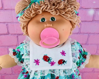 Vintage 1985 Cabbage Patch Doll, Beige Hair, Ladybug Dress