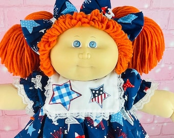 Vintage 1984 Cabbage Patch Doll: Red Hair, 4th of July Dress