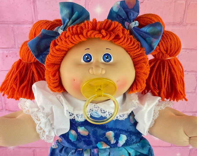 Cabbage Patch Kids Vintage 1984 Red Hair pacifier Collector Doll OK Factory Blue Eyes CPK Dolls Gifts for mom Girls cabbage Patch doll toys