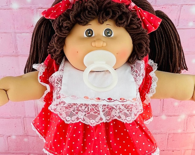 Cabbage Patch Kids Vintage Doll Girl Rare Collector 1980s Toys, 1984 P factory, pacifier, girl, brown eyes hair,  gift for girls or mom, toy