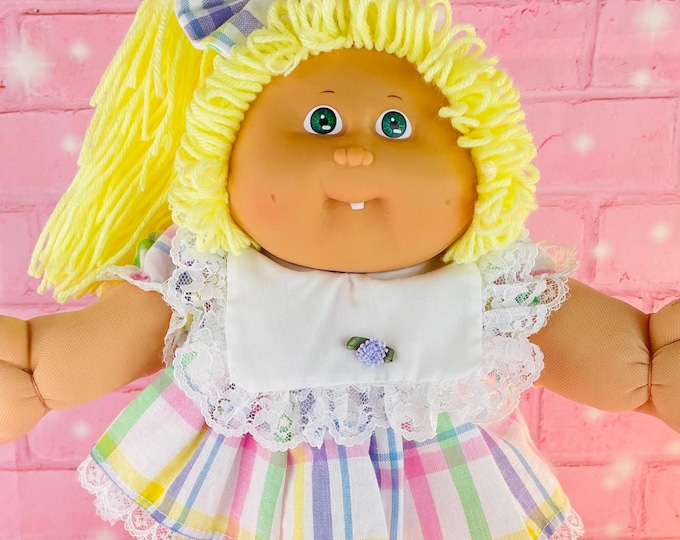 Vintage 1985 Cabbage Patch Kid Doll: Lemon Blonde Pony, First Tooth