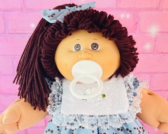 RARE Vintage Cabbage Patch Kids, 1985 pacifier girl collector doll brown hair eyes, Ut HTF cabbage patch dolls gift for mom girls retro toys