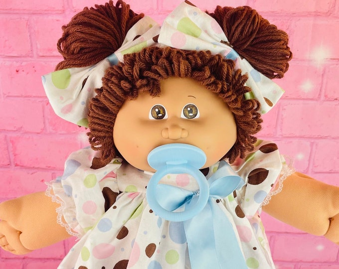 Cabbage Patch Kids 1985 Collector Doll pacifier girl toy doll UT Factory brown hair eyes CPK Dolls Gift Little Girls cabbage Patch doll gift