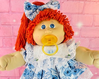 Vintage 1985 Cabbage Patch Kids Doll: Red Hair, Blue Eyes, Pacifier girl, Redhead