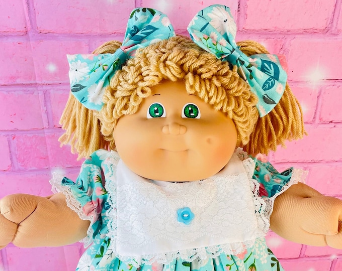 Cabbage Patch kids vintage doll 1985 girl green eyes beige hair custom dress for little girls Mother  gifts retro toys 1980