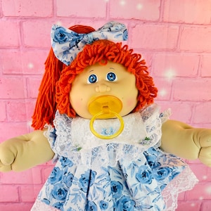 Vintage 1985 Cabbage Patch Kids Doll: Red Hair, Blue Eyes, Pacifier girl, Redhead