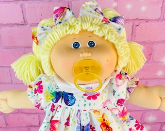 Vintage 1985 Cabbage Patch Kid Doll: Blonde Hair, Butterfly Dress