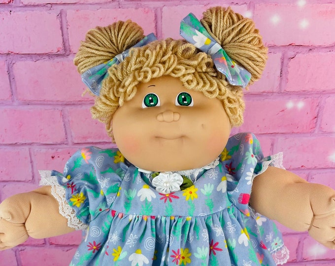 Vintage Cabbage Patch birth certificate collector, doll OK beige hair, green eyes custom clothing  cabbage patch doll gift little girls mom