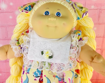 Vintage 1983 Cabbage Patch Kid Doll: Rerooted Blonde Hair, Elf Dress