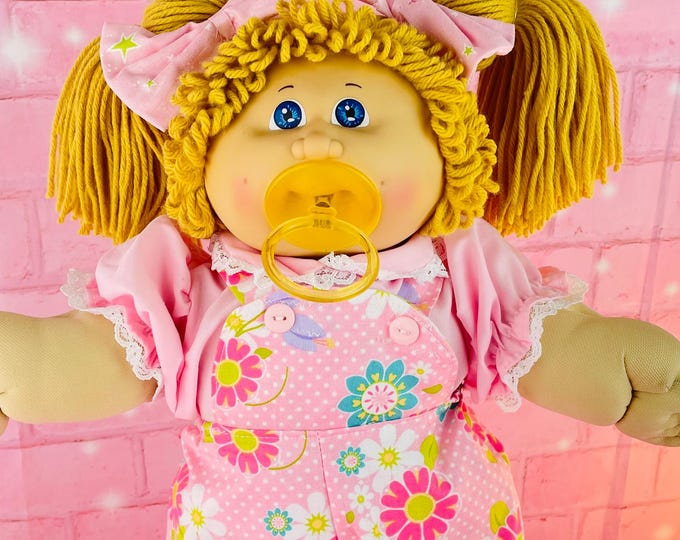 Vintage Cabbage Patch Kid Doll: 1985 Blonde Hair, Blue Eyes, Custom Outfit