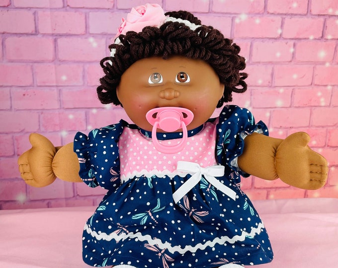 Cabbage Patch Kids African American Girl Brown Hair Eyes 25th Anniversary Collector Doll Gift for Girls Little Girls 1980's Toys