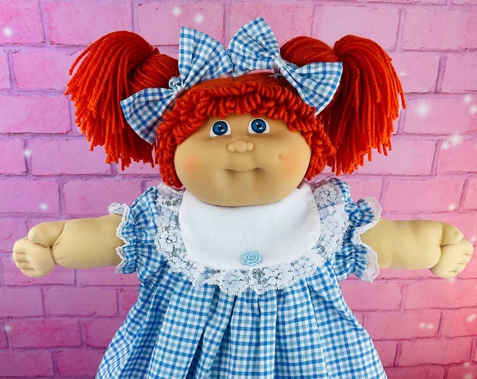 Jesmar cabbage patch kid vintage collector doll red hair blue eyes rare HTF gifts for girls made in Spain blue dress Cabbage Patch doll