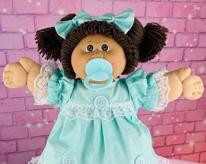 Cabbage Patch Kids Vintage 1984 Brown Hair Girl Pacifier Collector Doll Like New Dress CPK Gift for Little Girls 1980's Toys