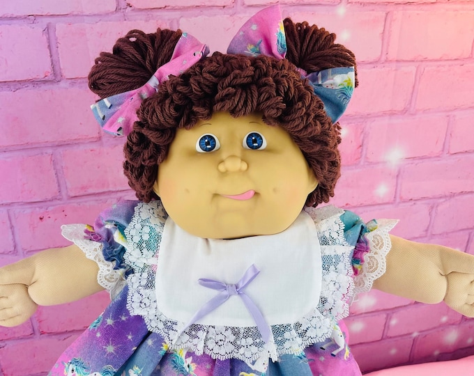Vintage Cabbage patch doll tongue out brown hair, blue eyes, Collector doll, cabbage patch kids, gift for girls, HTF RARE 1986 KT factory