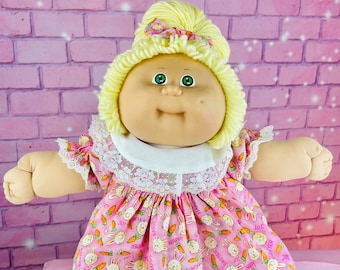 Cabbage Patch Kids Vintage Dolls 1985 Blonde Hair Girl Green Eyes Collector Doll Dress CPK Gift OK Factory Little Girls 1980's Toys
