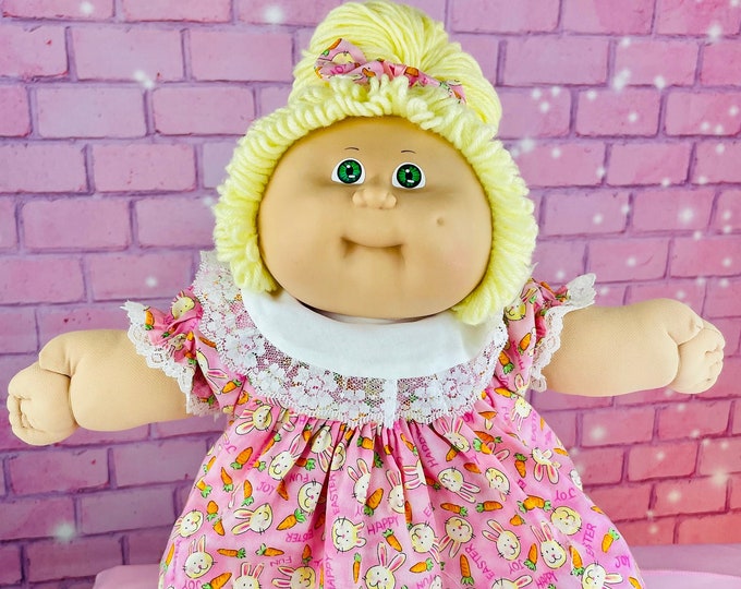 Cabbage Patch Kids Vintage Dolls 1985 Blonde Hair Girl Green Eyes Collector Doll Dress CPK Gift OK Factory Little Girls 1980's Toys