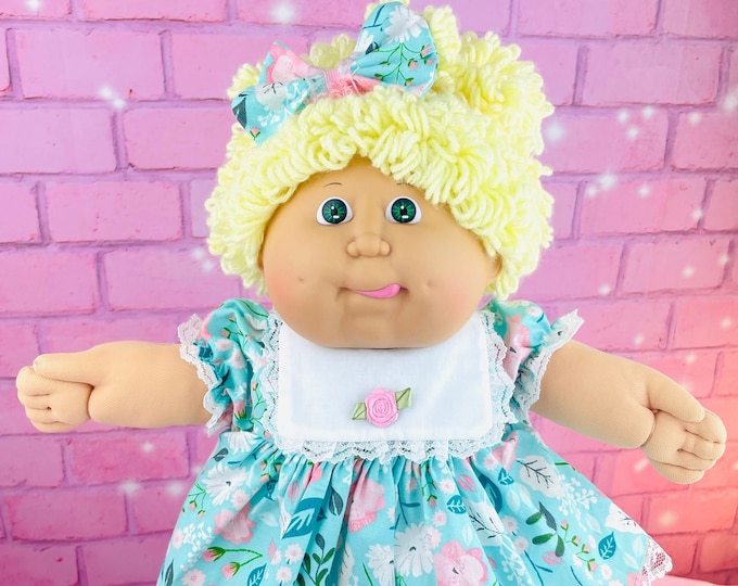 RARE Cabbage Patch kid vintage collector doll popcorn blonde tongue HTF green eyes custom dress 1986 KT Vintage toys gift for little girls