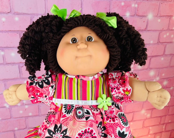 Vintage 1987 Cabbage Patch Kid Girl Doll: Brown Popcorn Hair, P Factory