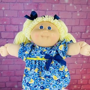 Cabbage Patch Kids Vintage Dolls 1984 Blonde Hair Girl Blue Dress Collector Doll Ponytails CPK Gift for Little Girls 1980&#39;s Toys