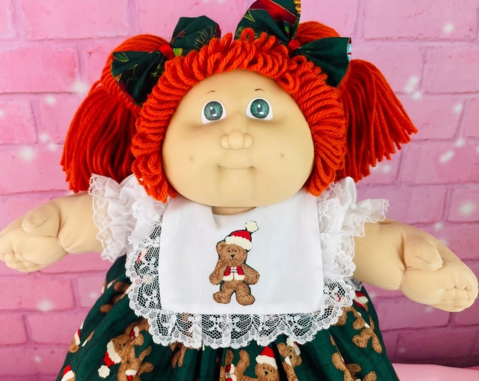 Cabbage Patch doll vintage 1985 KT factory collector dolls, Cabbage Patch kid red hair green eyes Christmas dress gift gift for little girls