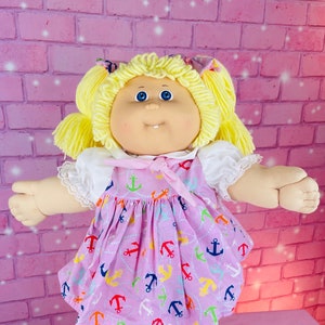 Cabbage Patch Kids Vintage Dolls 1986 Blonde Hair Girl Pink Dress Collector Doll Ponytails CPK Gift READ DESCRIPTION
