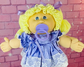 Vintage 1984 Cabbage Patch Kid Doll, Blonde Hair, Lavender Dress