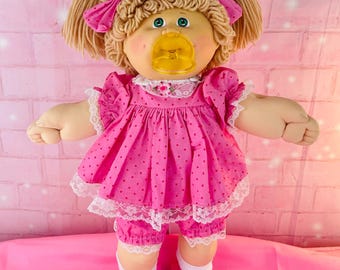 Cabbage Patch Kids Vintage Collector Doll, IC1 Factory 1985 pacifier girl, beige loop hair, pigtails green eyes gift for girls CPK RARE