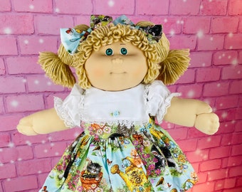 Vintage 1984 Jesmar Cabbage Patch Kid Doll: Beige Hair, Green Eyes Girl