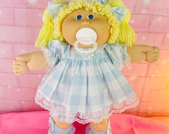 RARE Cabbage Patch Kids 1986 Doll, Blonde double pony, pacifier girl, KT factory, gift for girls, 1980s toys