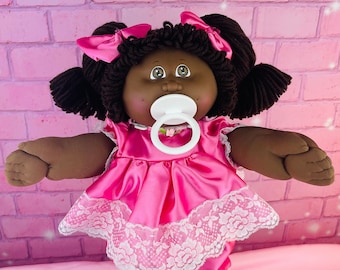 RARE cabbage patch kid African American collector doll 1986 OK factory pacifier girl pink dress, Cabbage Patch dolls, gift for girls toys