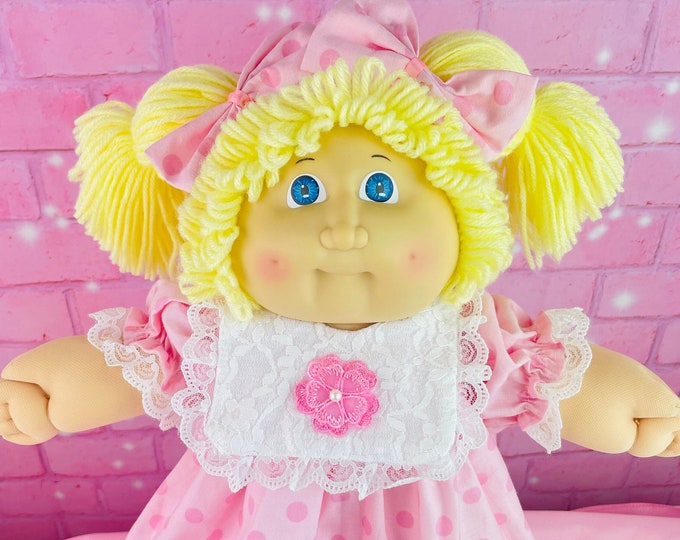 Cabbage patch kids, vintage collector doll, 1985 IC 1 factory, blonde hair, blue eyes, cabbage Patch doll gift for girls toys HM2 pink dress