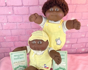 Cabbage patch kids African American boys vintage collector dolls with birth certificate first edition P OK original HTF collector doll toys