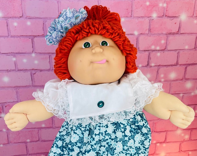 Rare 1986 Cabbage Patch Kid Doll: Red Poodle Hair, Green Eyes, KT Factory Girl